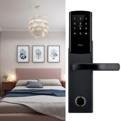 Black Access Control Hotel Door Locks / Smart Door Lock With Card