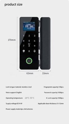 Commercial Glass Door Smart Lock Automatic Biometric Tuya Fingerprint Lock