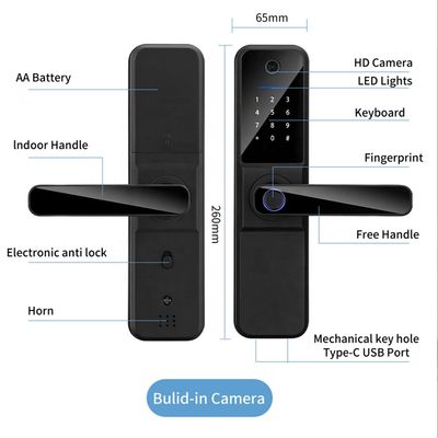 WiFi Fingerprint Door Lock Aluminum Alloy Smart BLE Door Lock