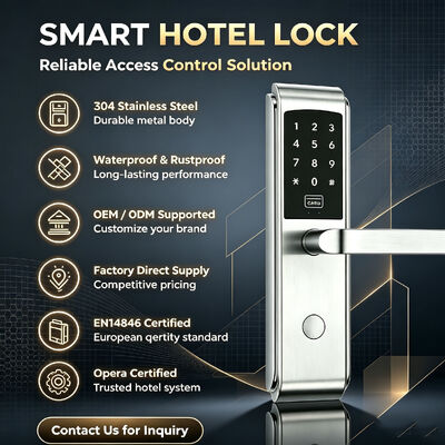 SUS304 Stainless Steel Waterproof High Security Electronic Smart Hotel Lock with Card Key and Password