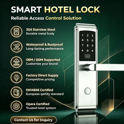 New Intelligent High Quality Waterproof SUS304 Stainless Steel Smart Hotel Lock with Card Key and Password