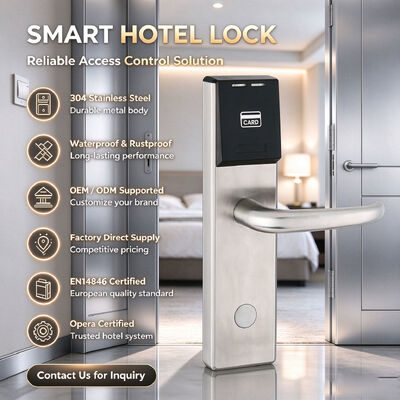 Factory Direct Supply Competitive Pricing Waterproof SUS304 Stainless Steel Smart Hotel Lock with Card and Key