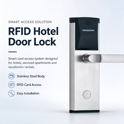 ELA 5013 RFID Hotel Door Lock Stainless Steel Body Easy Installation Smart Card Access System Designed For Hotels,  Apartments and Air BNB