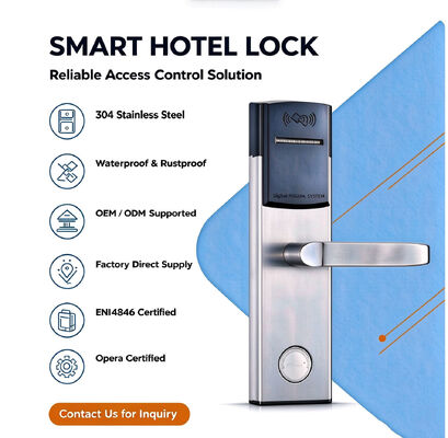 Integrated Waterproof and Rustproof SUS304 Stainless Steel Smart Hotel Lock with OEM ODM Customization