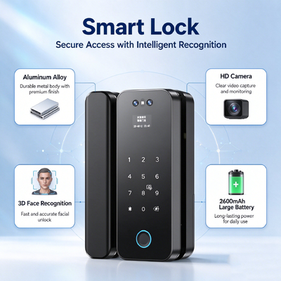 Smart Glass Door Lock Key 3d Face Unlocking Tuya App Control Fingerprint Recognition Card Access Passcode Entry