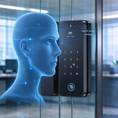 Smart Glass Door Lock Key 3d Face Unlocking Tuya App Control Fingerprint Recognition Card Access Passcode Entry