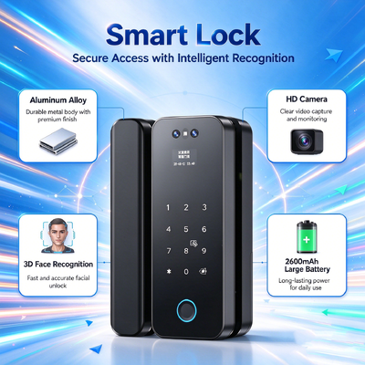 Glass Door Smart Door Lock with Camera and Fingerprint Suitable for Glass Doors
