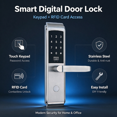 ELA EM05 Smart Digital Door Lock Touch Keypad RFID Card Stainless Steel Easy Install Modern Security for hotel