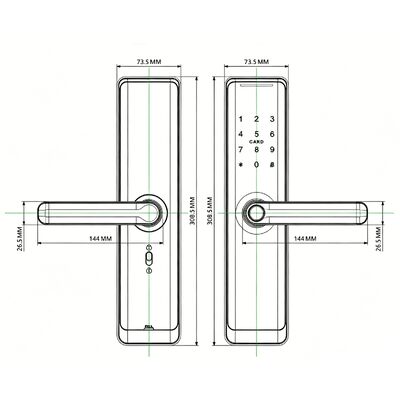 Good Quality Smart Door Lock 50*50 Mortise Aluminum Alloy with Semiconductor Fingerprint Sensor Tuya Wifi App Control 515