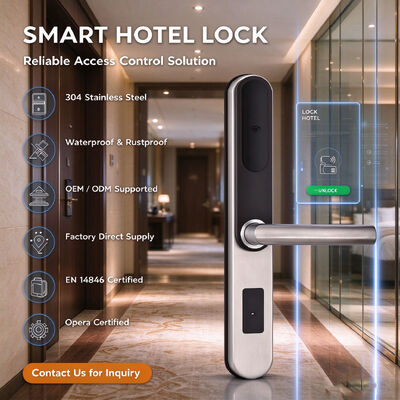 2 Years Warranty SUS304 Stainless Steel with 2mm Thickness Waterproof and Rustproof Smart Hotel Lock Opera Certified
