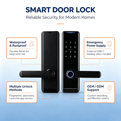 High Quality Aluminum Alloy Smart Lock New Design Fingerprint Password Tuya App Electronic Lock for Wooden Door 518
