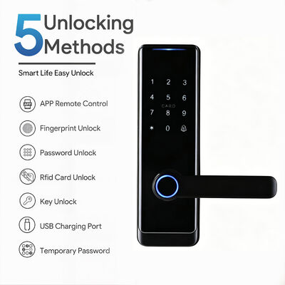 High Quality Manufacturer Aluminum Alloy Smart Lock Fingerprint Password Tuya App Digital Lock for Wooden Door 518
