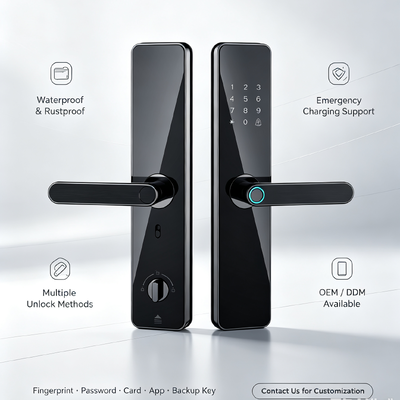 Factory Direct Supply Manufacturer Aluminum Alloy Entry Door Smart Lock Fingerprint Password Tuya App Home Security Lock for Wooden Door 551