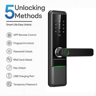 Reliable Manufacturer High Quality Aluminum Alloy Entry Door Lock Fingerprint Password Tuya App Home Security Smart Lock for Wooden Door 596