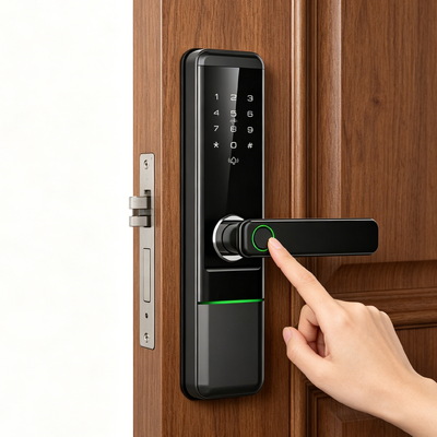 Reliable Manufacturer High Quality Aluminum Alloy Entry Door Lock Fingerprint Password Tuya App Home Security Smart Lock for Wooden Door 596