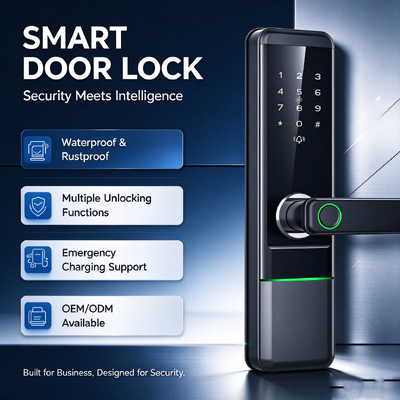 Premium Grade Hot Sale New Design Aluminum Alloy Home Security Lock Fingerprint Password Tuya App Electronic Lock for Entry Wooden Door 596