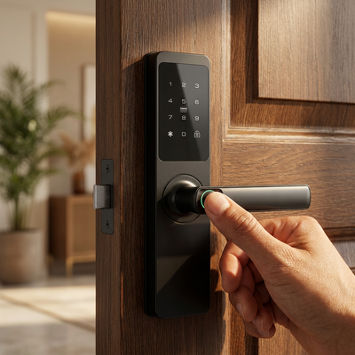 Durable New Design High Quality Factory Direct Supply Aluminum Alloy Front Entry Security Lock Fingerprint Password Tuya App Anti Peep Keyless Lock 561