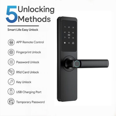 Durable New Design High Quality Factory Direct Supply Aluminum Alloy Front Entry Security Lock Fingerprint Password Tuya App Anti Peep Keyless Lock 561