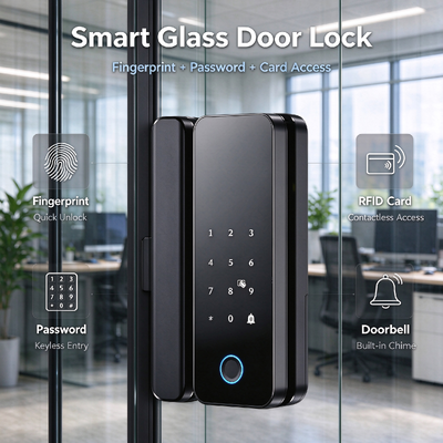 ELA Best Price Smart Glass Door Lock Fingerprint Password Keyless Entry for Commercial